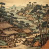 Japanese landscape motif
