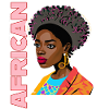 Dame noire avec lettrage africain