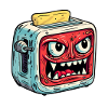 Evil toaster with toast bread