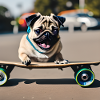 Pug on skateboard AICF 3