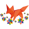 origami fox with flowers