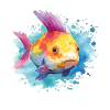 Niedliche Sonnenfisch-aquarellkunst