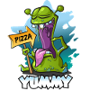 Pizza Monster Alien - Yummy Spruch