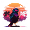 Synthwave bird sunset