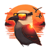 Synthwave Gull sunset