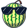 Cool watermelon with sunglasses, summery
