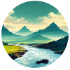 Mountain with River