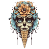 Blumen-Totenkopf Eistüte Design