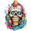 Skull Eistüte mit Fruchtmotiven
