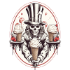 Skull mit Eiswaffel und Zylinderhut