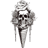 Skull with roses and flourish art
