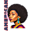 Black woman with American lettering