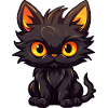 Black Kitten Cartoon Style