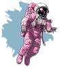Rosa Raumanzug im Kosmos
