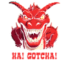Haha, caught! Angry funny dragon