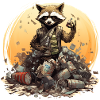Raccoon in a fighting stance