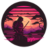 Synthwave Samurai with katana