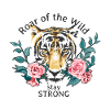 tiger head and roses