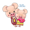 Two cute cartoon pigs