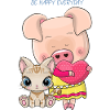 Two cute cartoon pigs