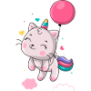 Einhorn schwebt mit Ballon