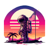Synthwave Astronaut Space Sunset