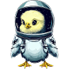 Chicken and chick astronauts, creative