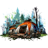 Camping atmosphere. A retro adventure.
