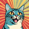 smiling cat - retro pop art