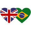 Angleterre Brésil Drapeau Coeur