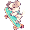 A pooch on a skateboard