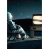 Astronaut sieht fern