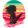 Synthwave Rasta Man surfing