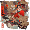 Japanese girl on dragon