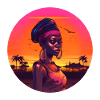 Synthwave traditional african woman
