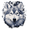 Husky dog and snowflakes