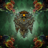 Awesome owl with roses