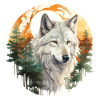 Wolf Wolf's Head Nature Wilderness Forest Trees Art