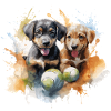 puppies playing with a ball