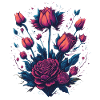 Rose shrub neon tattoo style