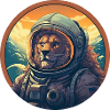 Astronaut Lion at sunset, creative