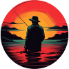 Fishing in sunrise