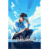 Young chess player thinking