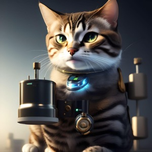 TechFeline: Futuristic Cat with Matter Capacitor