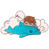Sleeping child on blue dolphin