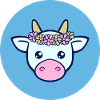 cow with a flower crown