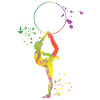 Gymnast with clubs Rhythmic gymnastics