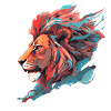 Lion Farouche clair et turquoise