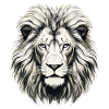 Lion Lion Head sort / hvid tegnet kunst