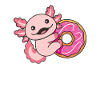 Søde axolotl sjove dyr med doughnut pink donuts